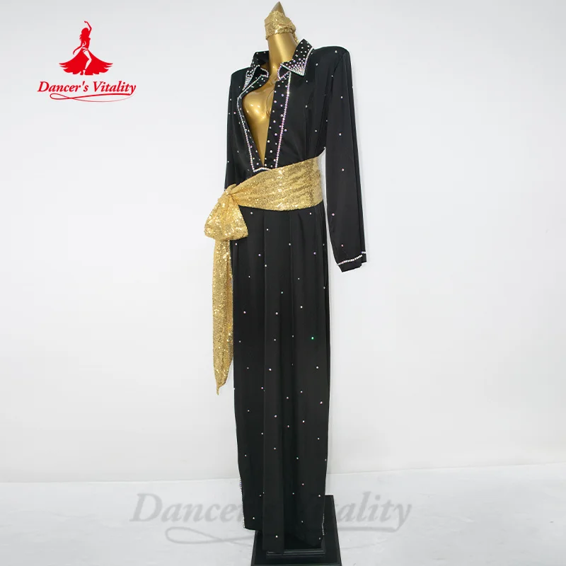 Buikdanskostuum Aangepaste Senior AB Stenen Gewaad + Hoofddoek + Hippe Sjaal 3 stks Volwassen en Kind Saidi Baladi Prestatiekleding