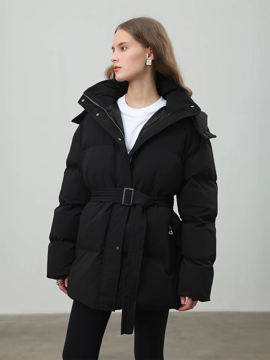 Bornladies-Chaqueta de algodón ajustada con cordón para mujer, bata de algodón con capucha y cremallera, cómoda y cálida chaqueta de pan, invierno