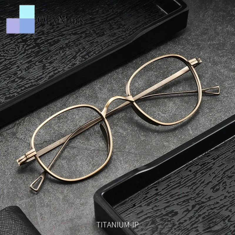 

OLLYMURS Fashion Personality Luxury Eyewear Titanium Alloy Retro Round Optical Prescription Eyeglasses Frames for Men and Women