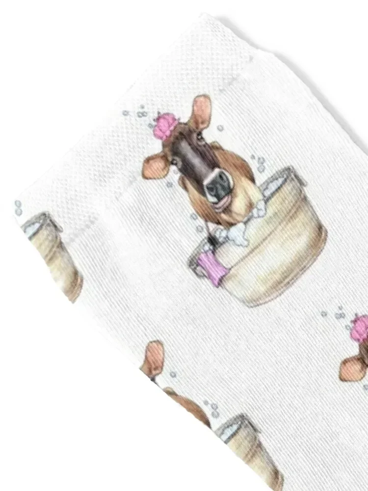 Jersey Cow taking a Bubble Bath- Wash Tub Diva Socks sports and leisure sport Men's Socks Luxury Women's