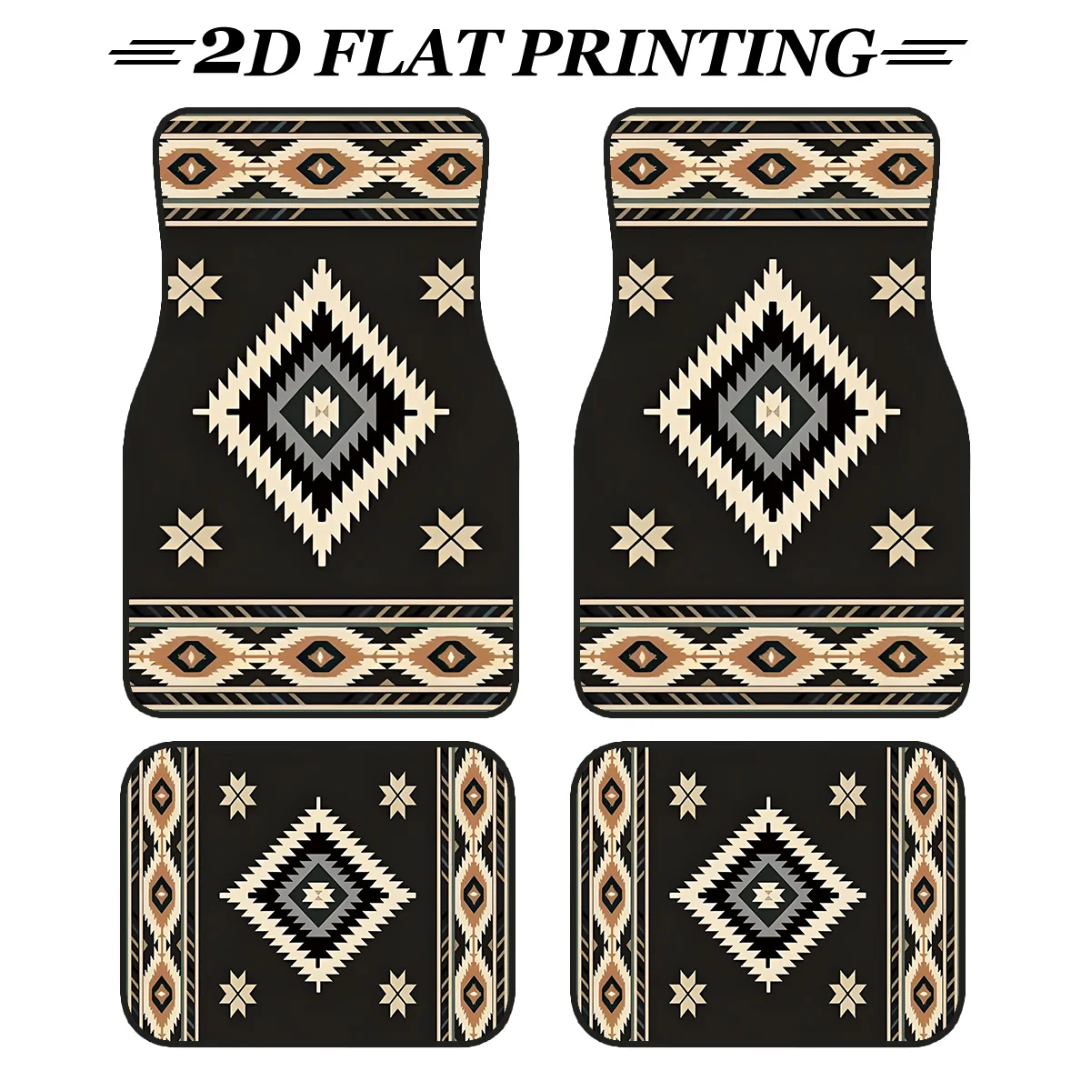 

4Pcs Bohemian Ethnic Pattern Car Floor Mats, Non-slip design, perfect for interior beautiful decor and reliable floor protection