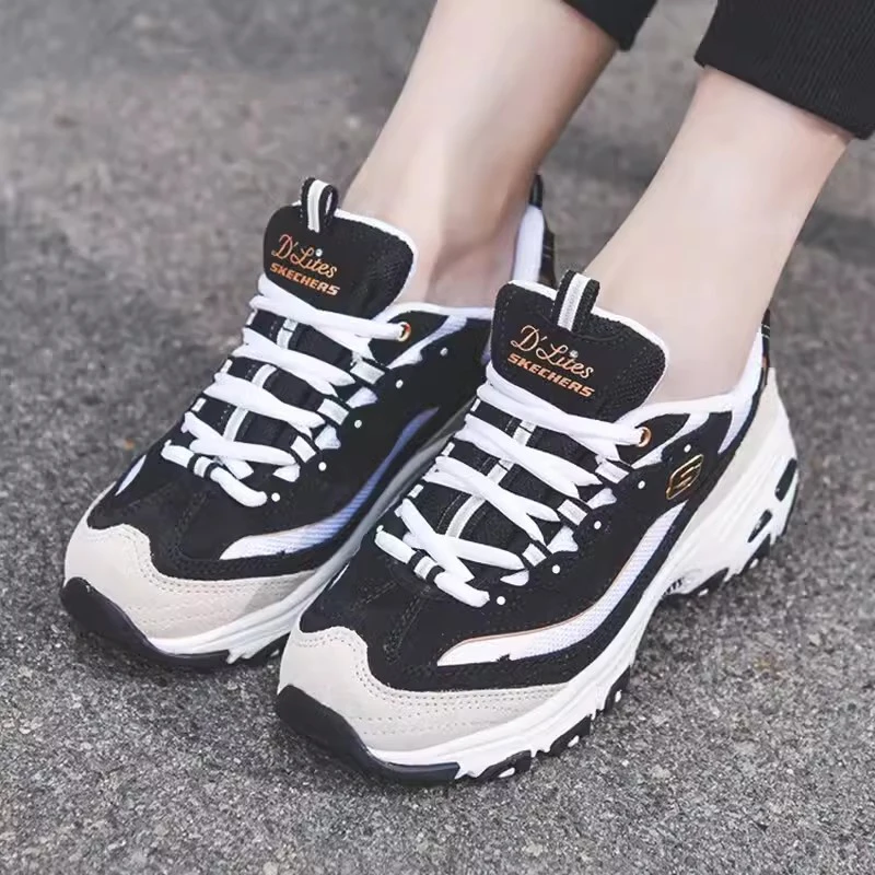 

Skechers Women's sneakers Fashion Casual shoes Retro shock-absorbing Panda shoes