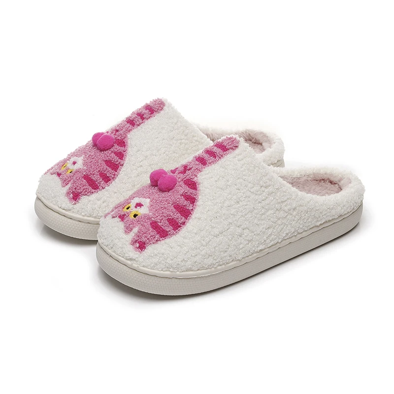 Neuartige 3D-Katzen-Plüsch-Hausschuhe für Damen, lustige Plüsch-Winter-Mules, warme, flauschige Fell-Slides für Mädchen, Unisex, rutschfest – Detail 14