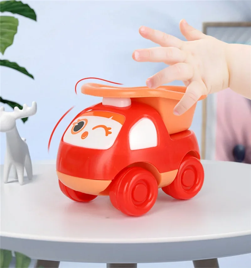 Jouet de voiture de dessin animé à inertie pour enfants, jouets interactifs pour garçons et filles, centre commercial coulissant, camion à benne basculante, tracteur, véhicule pour bébés, cadeaux d'anniversaire, 4 pièces