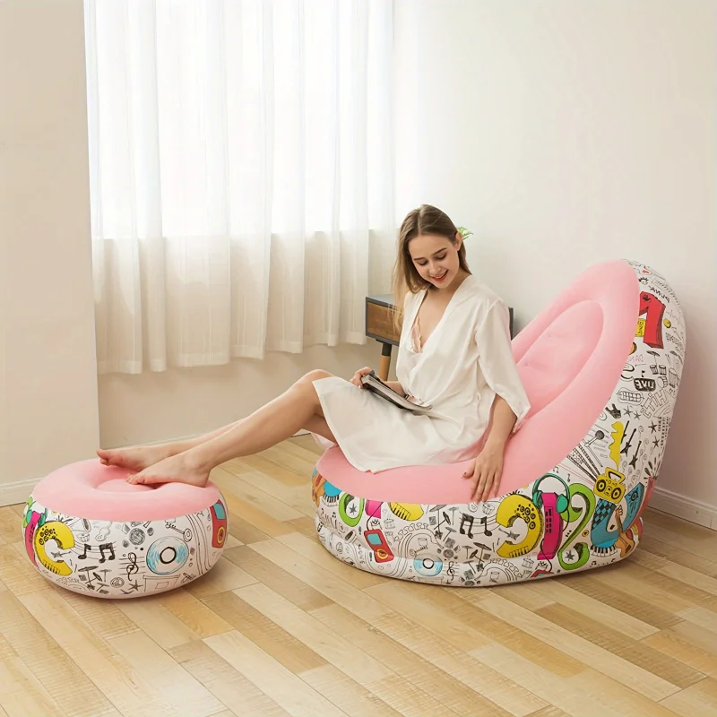 Flocked Inflatable Sofa ，Sofa Recliner ，Air Cushion Rest Chair，,Camping Furniture,Outdoor Furniture，Portable Stool，