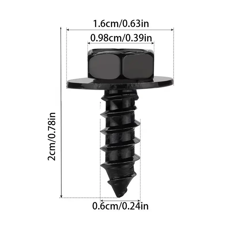 15/30pcs Car Hex Flange Self-Tapping Screws, Bumper Mudguard Inner Lining Fastener Clips, Engine Guard Fender Repair Replacement