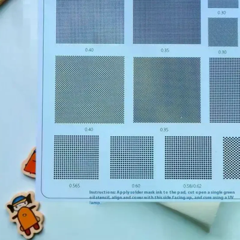 Inclusive UV Solder Mask Green Oil BGA Reballing Stencil with Hole Ranges 0.3/0.35/0.375/0.4/0.5/0.58/0.6/0.8/1.0mm