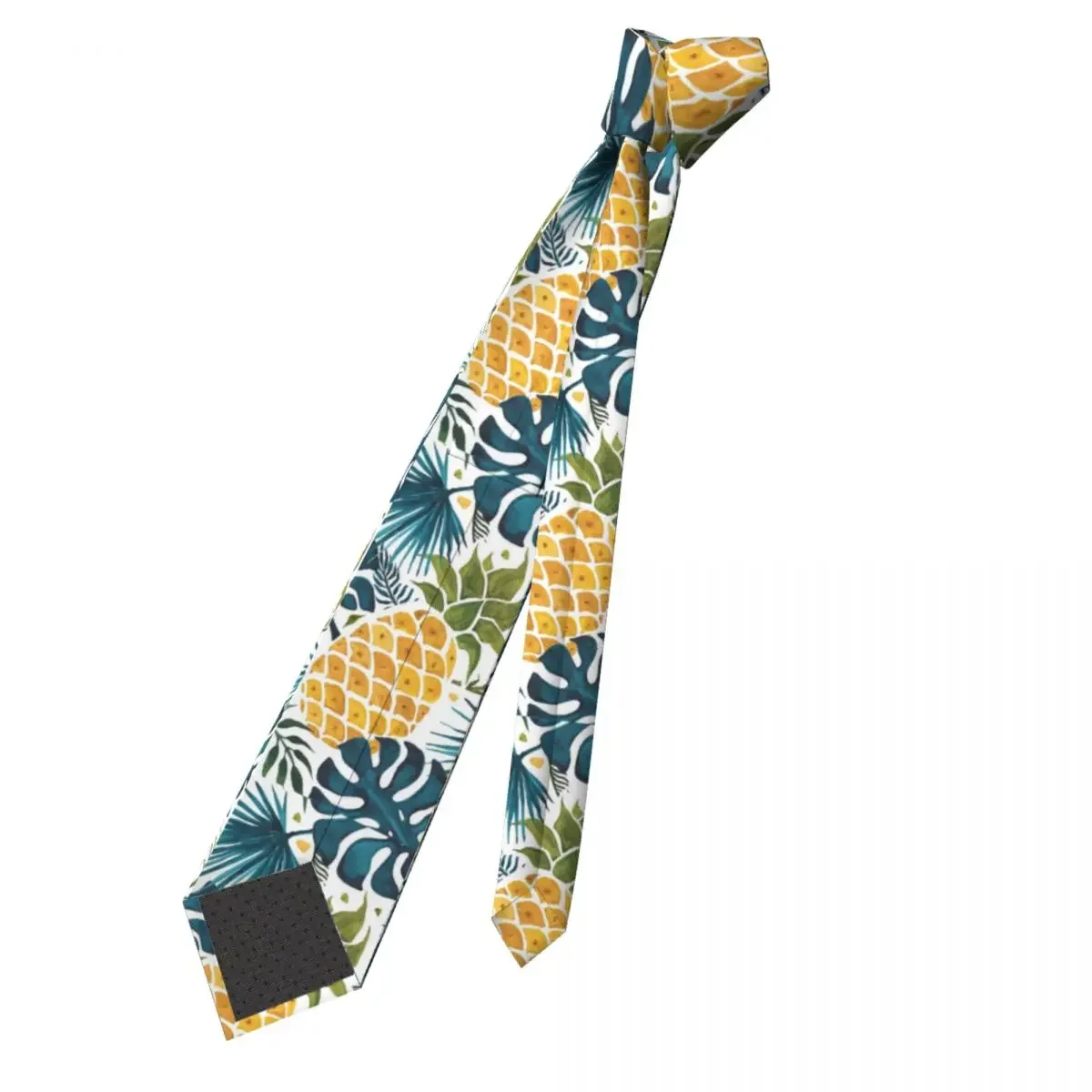 Golden Pineapple Unisex Neckties Casual Narrow Tropical Floral Hawaiian Exotic Neck Tie for Men Daily Wear Cravat Cosplay Props