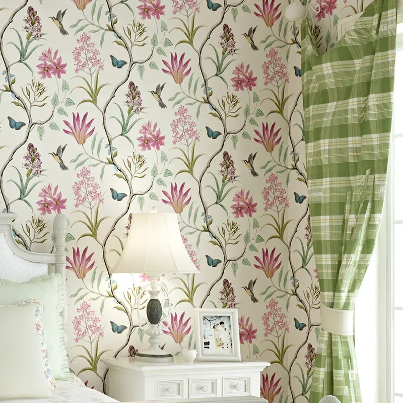 beibehang American rural garden birds flowers mural wallpaper for walls 3 d papel de parede 3d flooring wall papers home decor