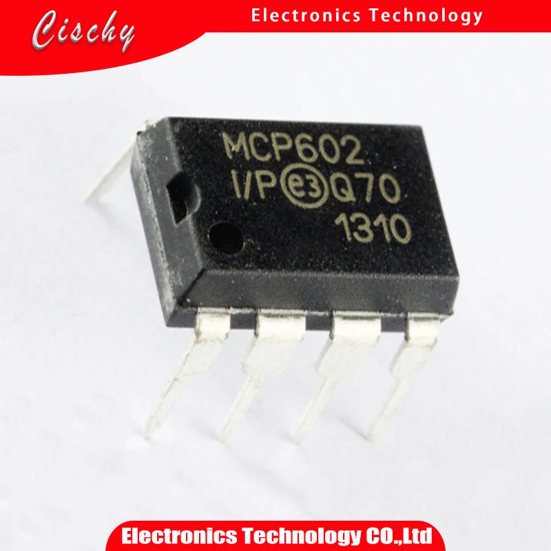 10PCS MCP602-I/P DIP8 MCP602 DIP DIP8 2.7V to 5.5V Single Supply CMOS Op Amps