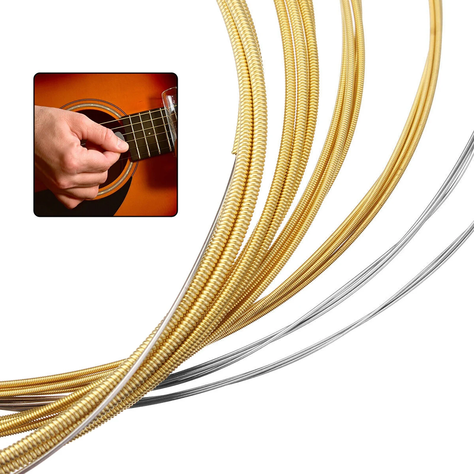 

Durable 3 Set 6 Guitar Strings 34.25in Steel String for Acoustic Guitar Replacement Guitar 1st-6th Strings Accessories