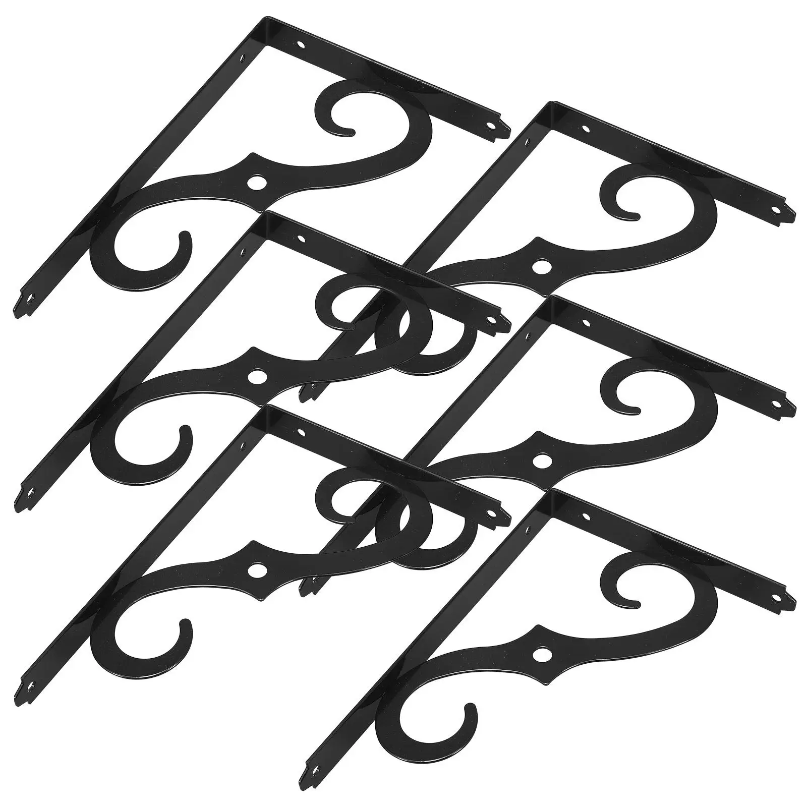 6Pcs Wall Shelf Brackets Sturdy Iron Triangle Shelf Supports Black Matte Textured Rust Resistant Heavy Duty Shelving Brackets