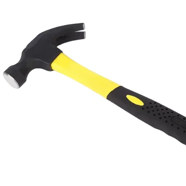 Hot Sell Industrial Steel Forged Hammer Hardware Equipment Straight Rip Claw Hammer with Fiberglass Handle