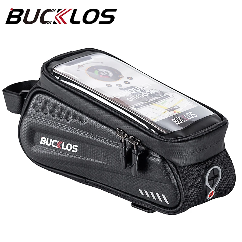 BUCKLOS Waterproof Bicycle Bag Large Capacity Touch Screen Top Tube Bag Road Mountain Bike Hard Shell Bag Cycling Equipment