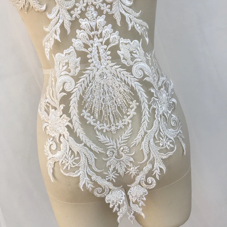 Beading Embroidery Lace Patch, Can Be Used for Wedding Dress Decoration, DIY Clothing Accessories, 31x64cm, RS1762, New Fashion