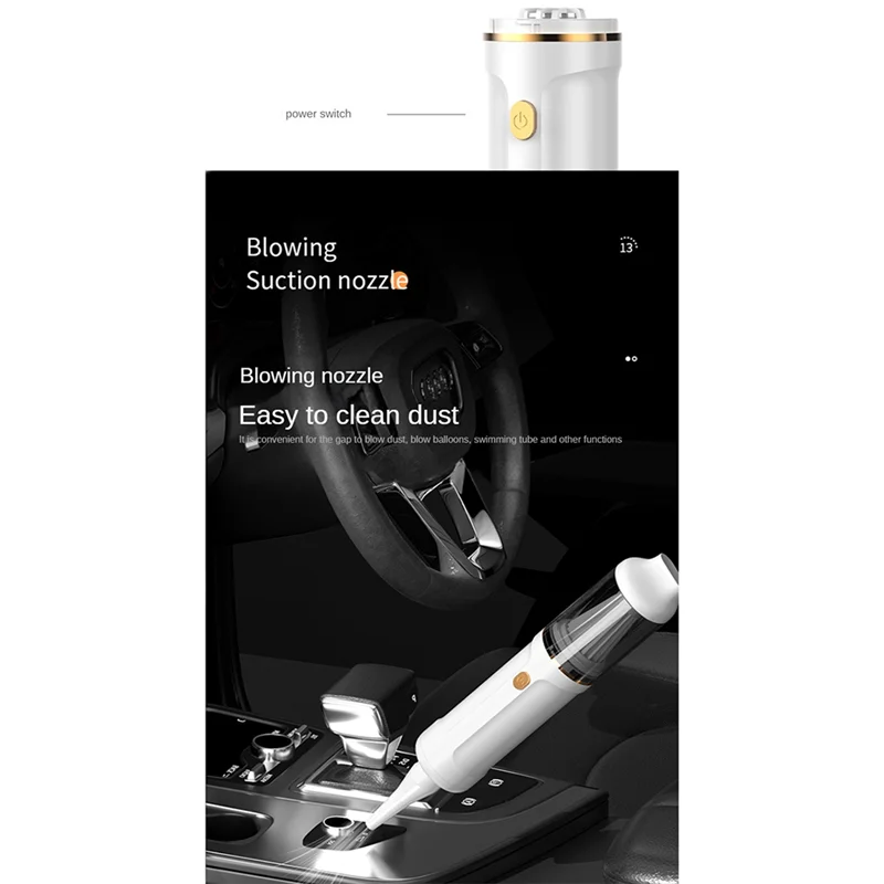 Mini aspirateur de voiture sans fil, nettoyeur de véhicule domestique à usage touristique