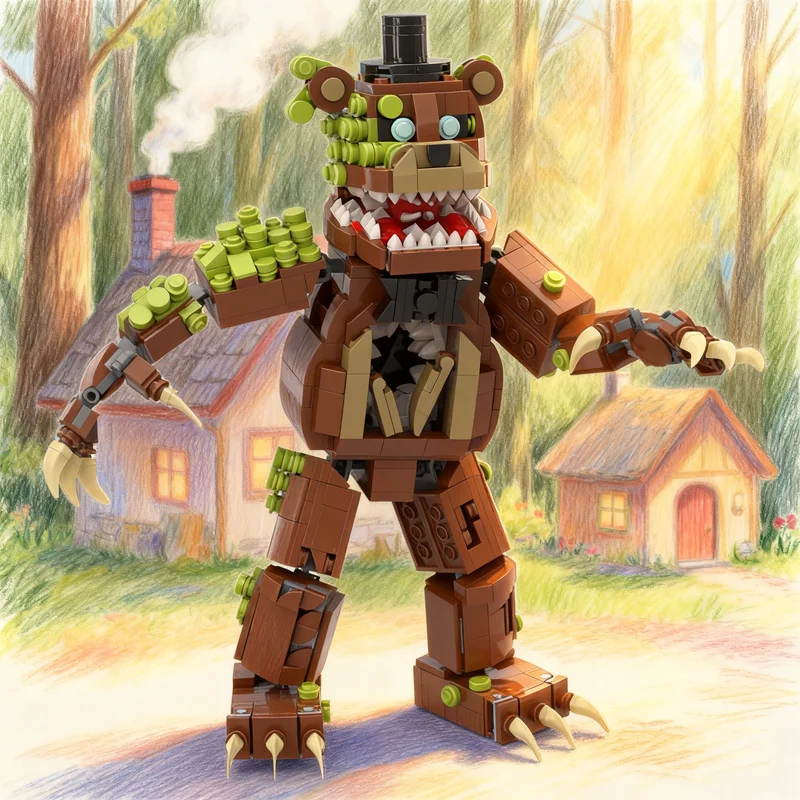 837pcs MOC Games Twisted Freddy Model Building Blocks Architecture Christmas Gifts Toys Brick Display Idea Birthday Collection