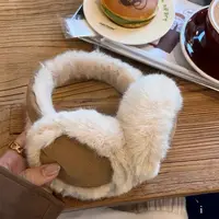 Orejeras de felpa a la moda, cubierta de lana gruesa plegable para las orejas para mujeres y hombres, orejeras de ante cálidas para invierno, orejeras de protección contra el frío para exteriores
