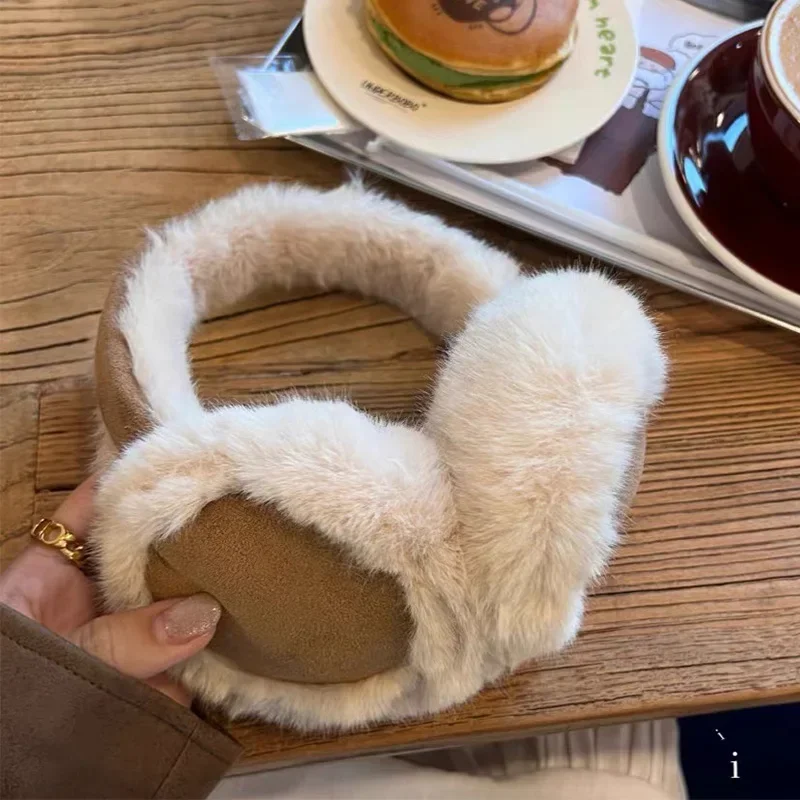 Fashion Plush Ear Muffs Foldable Thicken Wool Ear Cover for Women Men Winter Warm Suede Earflap Outdoor Cold Protection Earmuffs