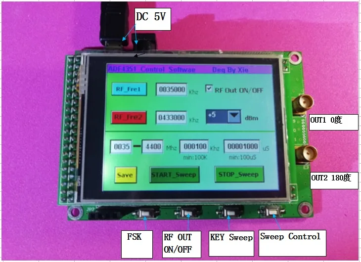 وحدة ADF4350 TFT شاشة ملونة تعمل باللمس STM32 مصدر إشارة تردد الاجتياح
