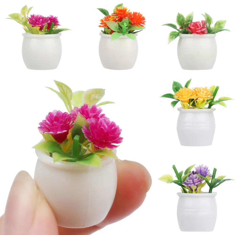 1Pc 1:12 Dollhouse Miniature Green Mini Potted For Green Plant In Pot Potted Flowers For Dollhouse Furniture Decor Accessories