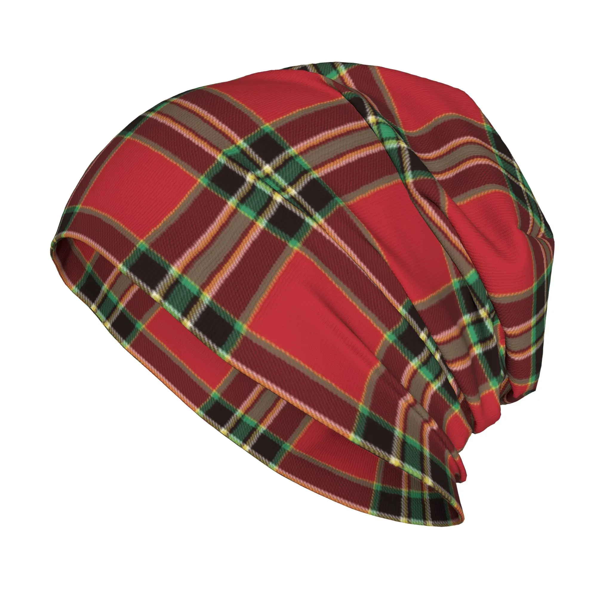 Tartan Plaid Bonnet Hat Nordic Merry Christmas New Year Gift Natale Navidad Skullies Beanies Hat Unisex Warm Dual-use Caps