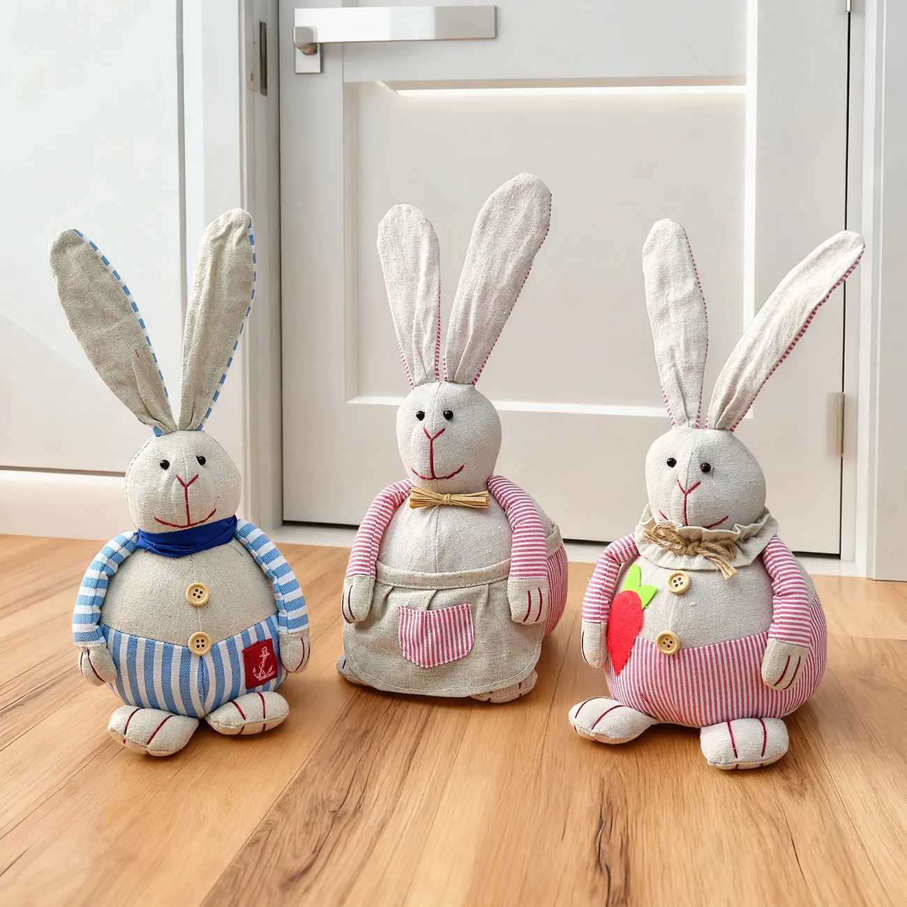 Decorative Door Stops for Home and Office, Rabbit Weighted Interior Doorstop Fabric Stuffed Animal Door Stopper Floor Decorative
