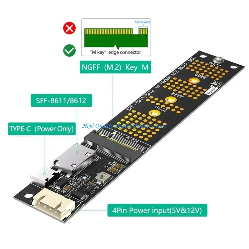 U2JE M.2 NVMe SSD إلى SFF 8611 بطاقة محول اتصال قوي لمحول واجهات الكمبيوتر المتانة #3
