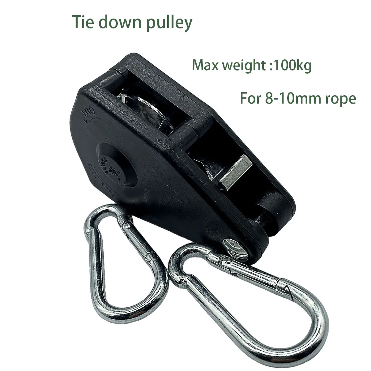 Polea 3/8 con gancho para hebilla de cuerda de 8-10mm, sujetador para tienda, perchas de polea con hebilla fija, barco, canoa, Kayak