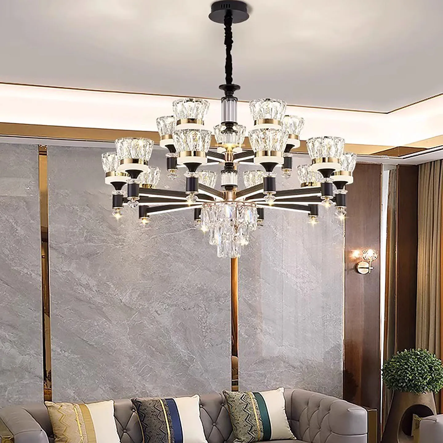 Modern Nordic Light Luxury Led Crystal Chandelier Home Decoration Living Room Bedroom Dining Room Hotel Kitchen Lighting