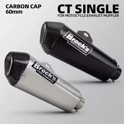 Brocks CT SINGLE Exhaust Universal Motorcycle 60mm Muffler for GSXR1000R CBR1000RR R1 MT10 ZX10R Z900 CBR650R 765RS S1000RR RSV4