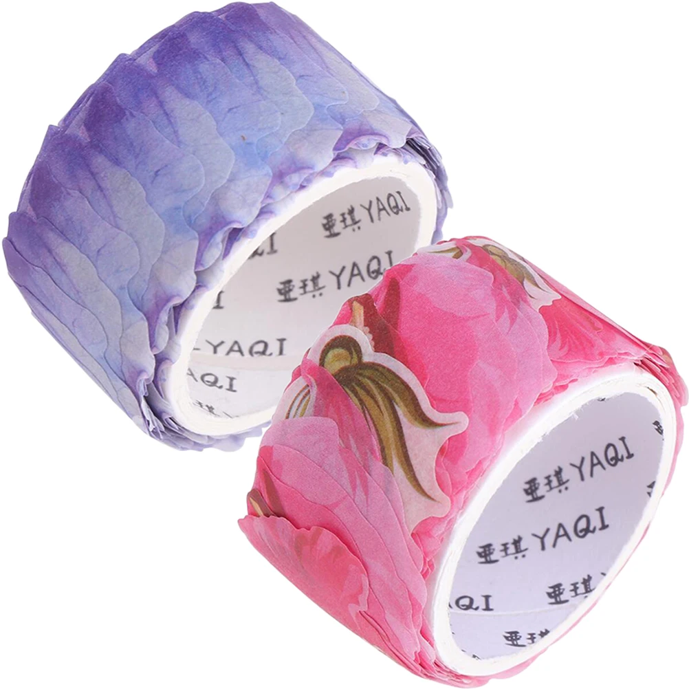 

2 Rolls Decorative Tape Petals Washi DIY Supplies Vintage Scrapbook Stickers Craft Paper Adhesive Creative Design