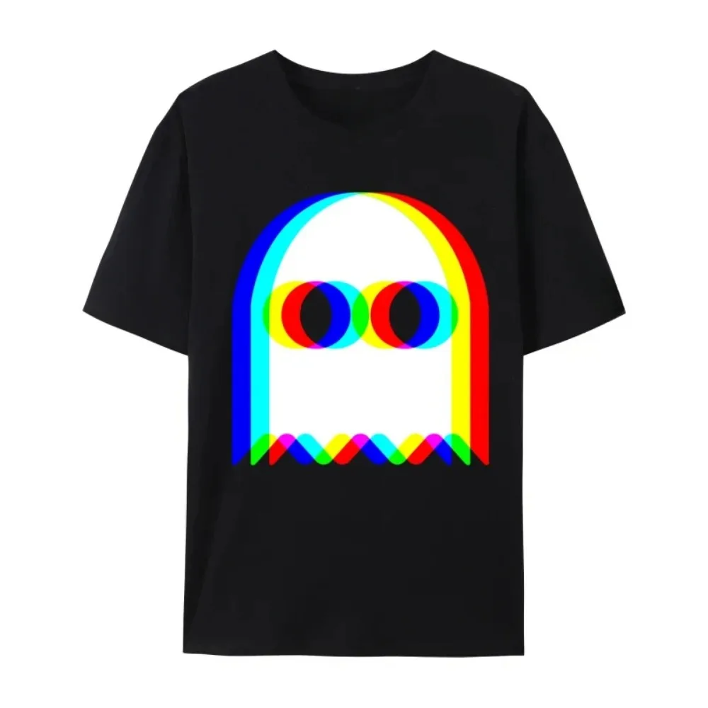 Funny Ghost Psychedelic Vaporwave Halloween Techno Wild EDM Music New Product Ordinary Cartoon Cool Men and Women Casual T-shirt