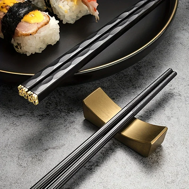 5 Pairs Japanese Chinese Chopsticks Alloy Reusable Mildewproof Non Silp Household Classic Series