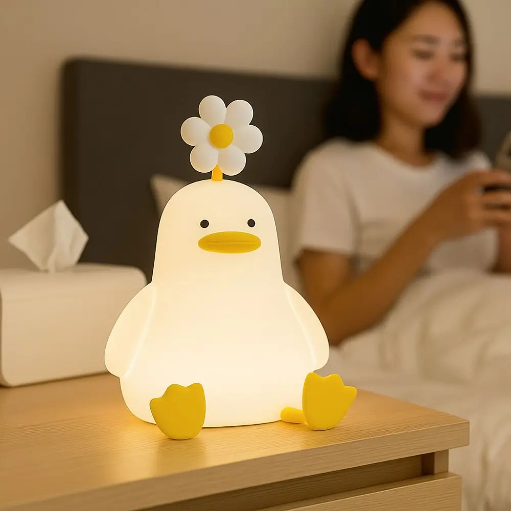 Cute Cartoon Duck Night Light Dimmable Soft Light Touch Sensor Lamp USB Rechargeable LED Night Light Book Lights