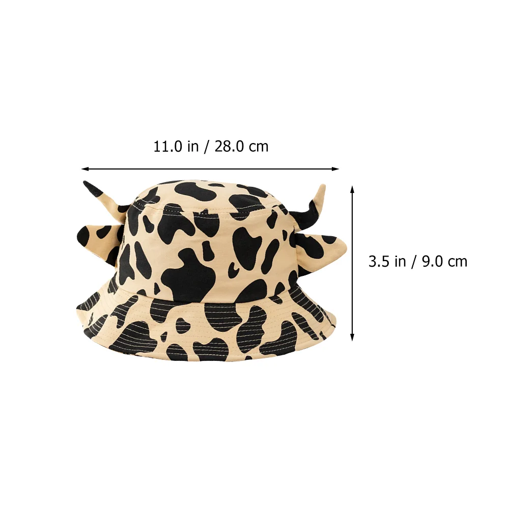 Cow Bucket Hat Household Gifts for Family Prints Fisherman Anti-UV Cap Cotton Presents