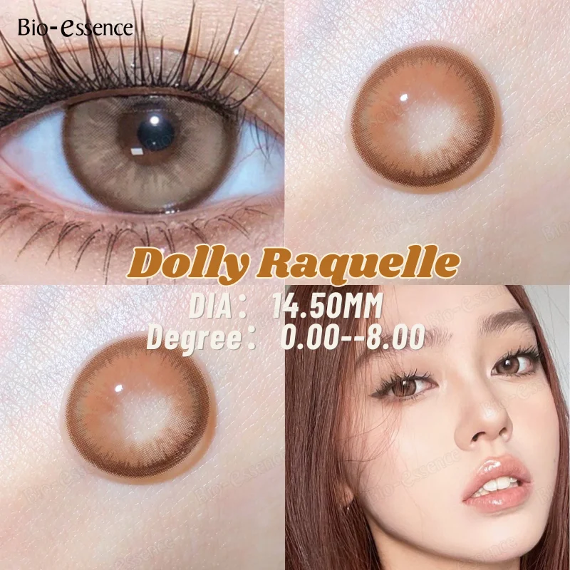 Bio-essence 2Pcs Colored Contacts Lenses with Myopia Yearly Green Brown Lens Korean Big Eyes Colored Makeup Lens Fast Delivery