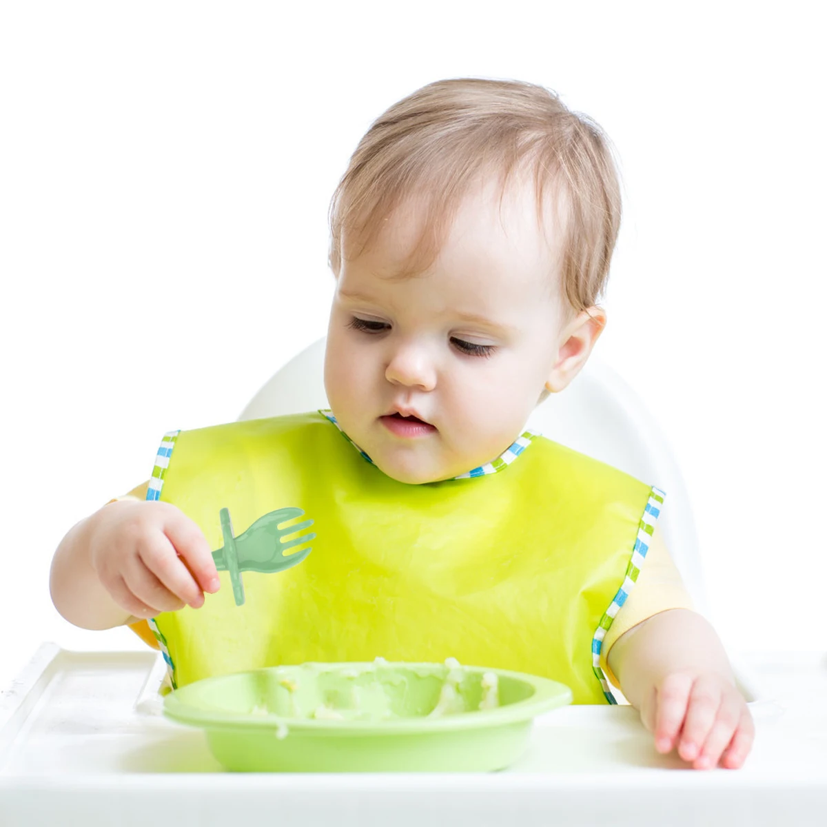 

4 set Baby Spoon Fork Set Ergonomic Eco-Friendly Spork For Eating Training Dishwasher Safe Lake Green Macaron Green