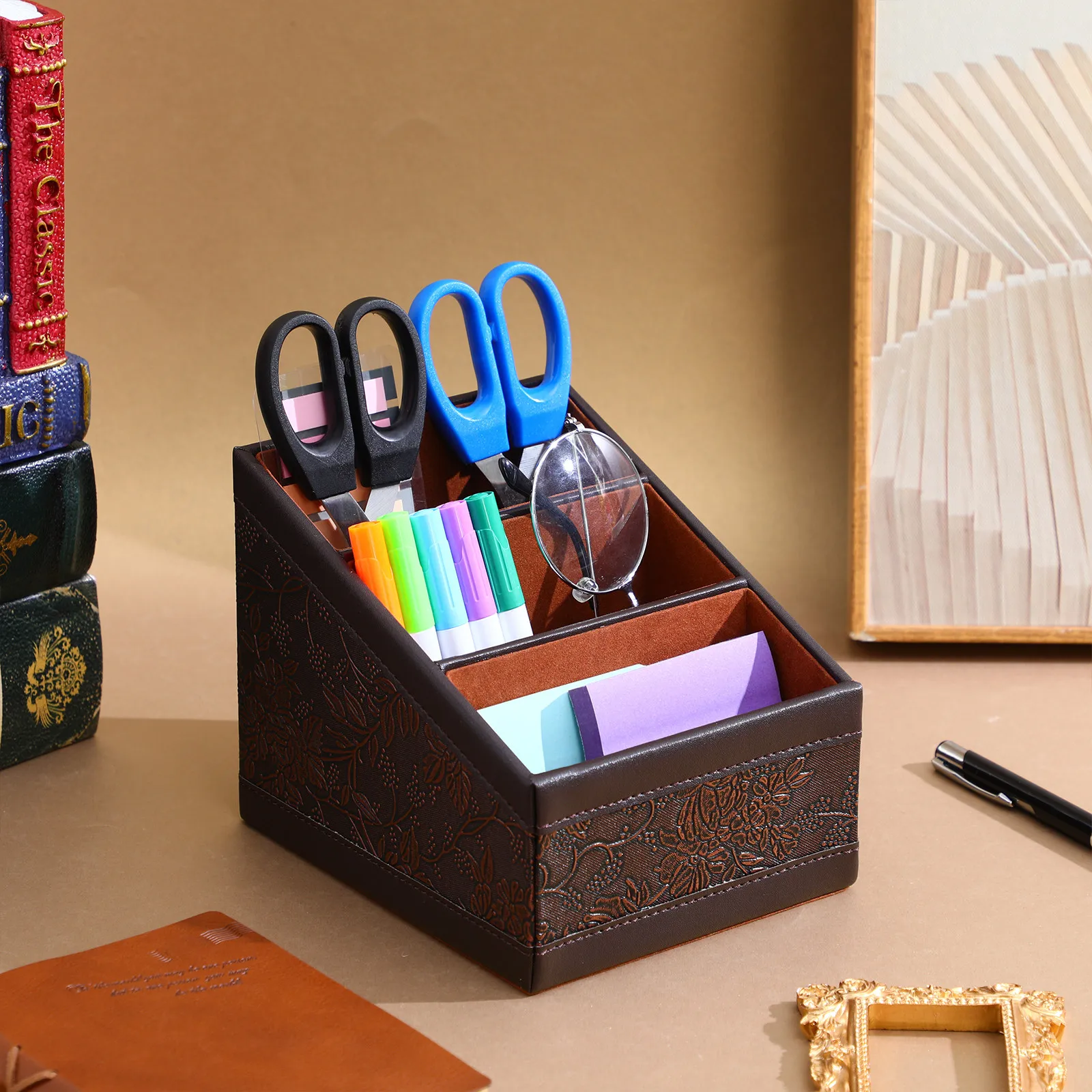 1Pcs Storage Box Retro Style Large Capacity Remote-Control Holder Home Supply Organizer for TV Controller