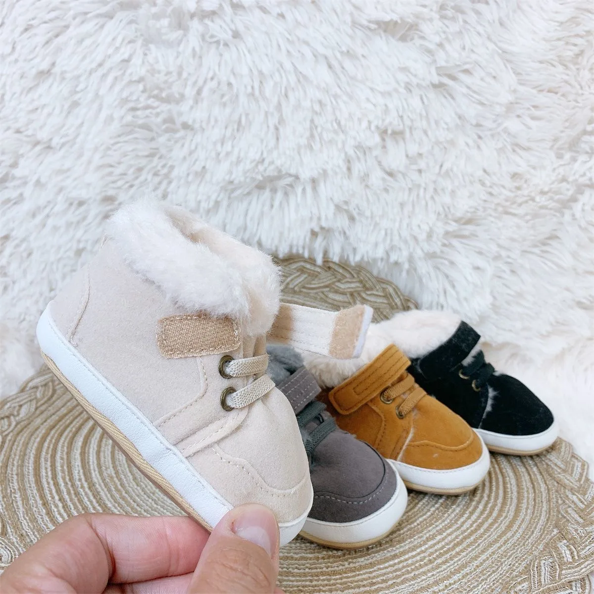 

Boys' Fleece-Lined Thick Boots and Sneakers with Lace-Up Design, The First Choice for Winter
