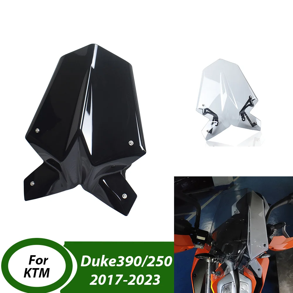 

﻿ For K-TM Duke 390 250 2017-2023 Windshield Windscreen Wind Deflector Front Air Screen Shield Motorcycle Accessories