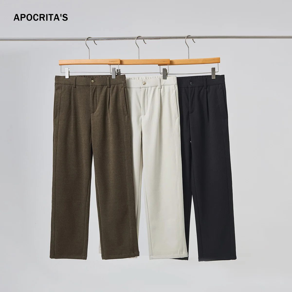 

Busin Casual Men's Woolen Trousers Straight Leg Loose Fit Texture Sensation Autumn Winter Long Pants for Youth