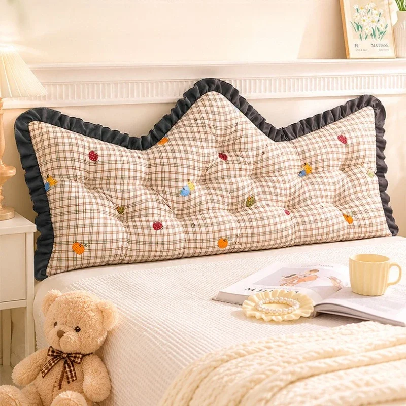 Headboard Cushion on The Bed Fiddling with The Phone Reading Book Bolster Pillows Bedroom Decor Bedhead Soft Backrest Pillow