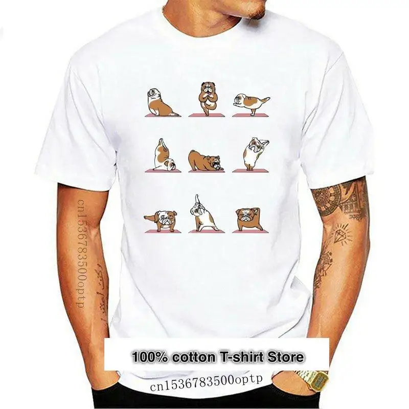 

Camiseta de algodón con cuello redondo para hombre, Top de con estampado de Bulldog inglés, 8 colores, ropa de fitness de verano