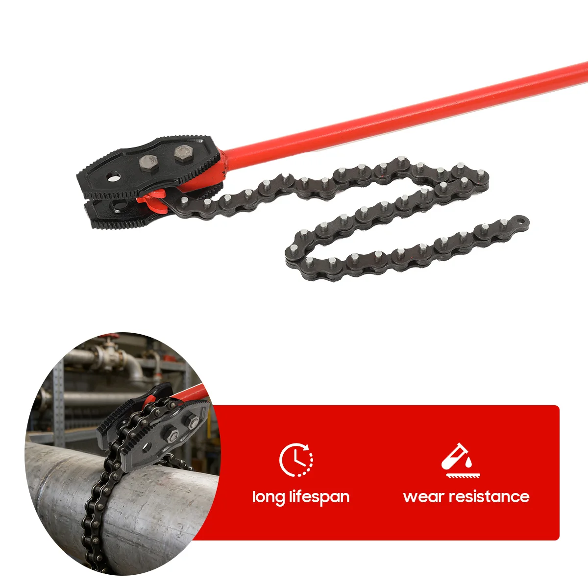 Robuster Rohrkettenschlüssel, 6/8 Zoll, Kettenrohrschlüssel im Griffstil, verstellbarer Rohrzange, Kettenrohrschlüssel – Detail 19