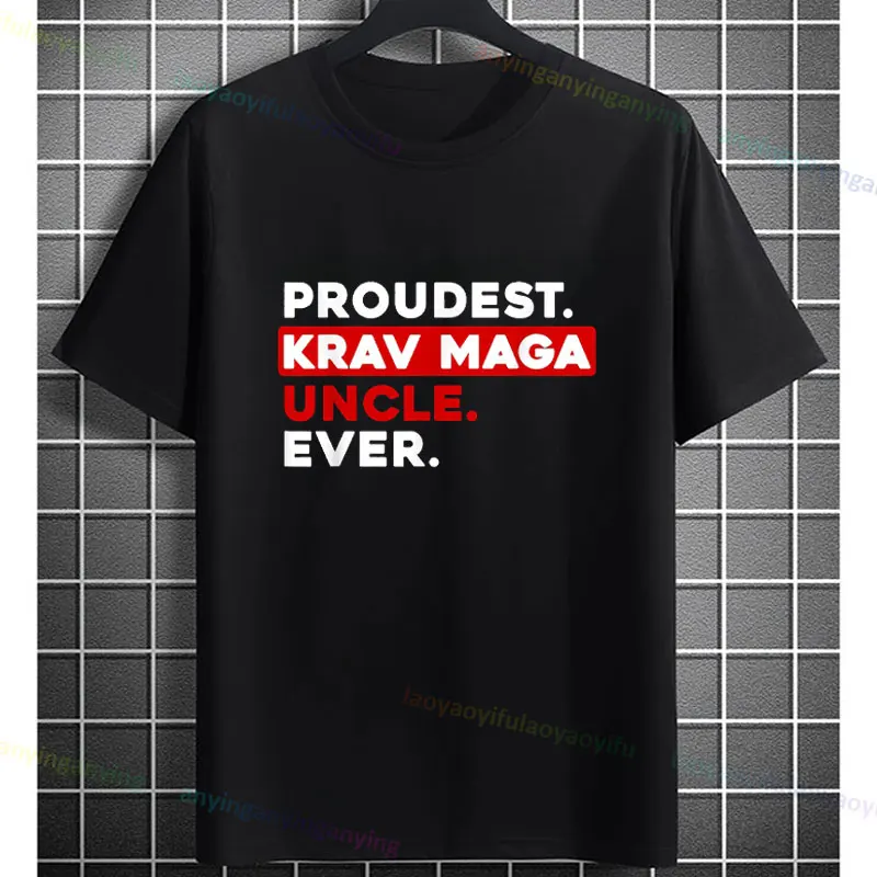Men's Funny Proudest Krav Maga Uncle Ever Slogan T-shirt 100% Cotton Short Sleeve Round Neck Fashion Casual Sports Tshirt
