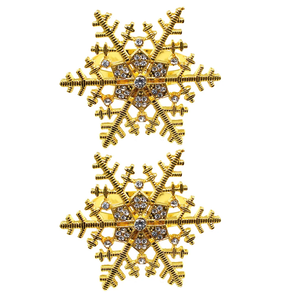 

2Pcs Alloy Napkin Rings Snowflake Xmas Decorative Napkin Holders Party Table Decor Christmas Supplies Table Decors