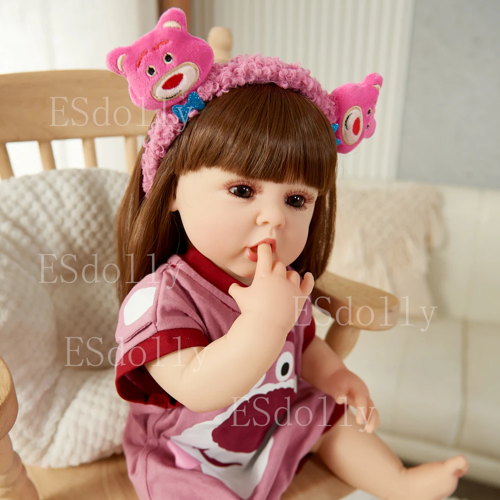 

Reborn Toddler Doll 55cm 22in Bit Finger Wig Hair Full Body Silicone Waterproof Lifelike Sof Touch Real Doll Toys