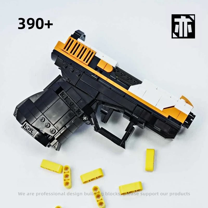 

390PCS Technical Pistol Building Block Toy Gun Can Shoot Throwing Shell MOC Assemble Mechanical Weapon Gift For Children Kids