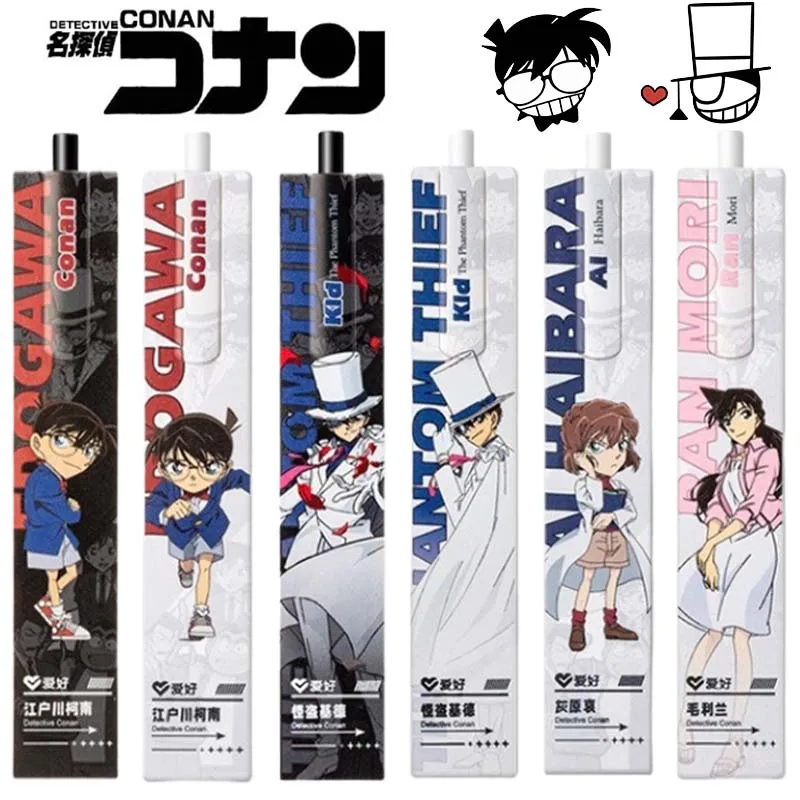 Bolígrafos de Gel Detective Conan, bolígrafo de Gel de repuesto negro, punta de bala de 0,5mm, suministros escolares y de oficina, papelería, accesorios Kawaii, papelería